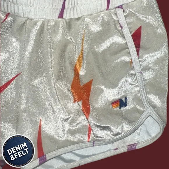 Aviator Nation Women's Bolt Velvet Repeat Lounge Shorts | Ivory | LIKE NEW!!⚡️⚡️