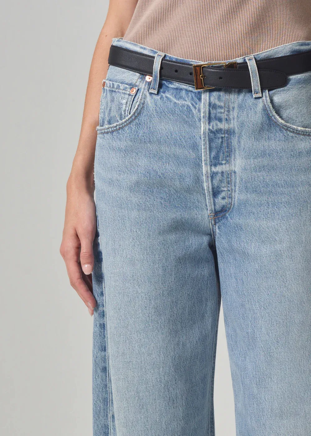 Ayla Baggy Cuffed Crop in Skylights