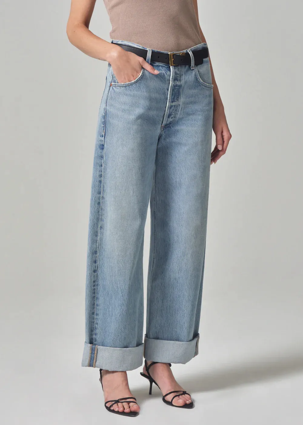 Ayla Baggy Cuffed Crop in Skylights