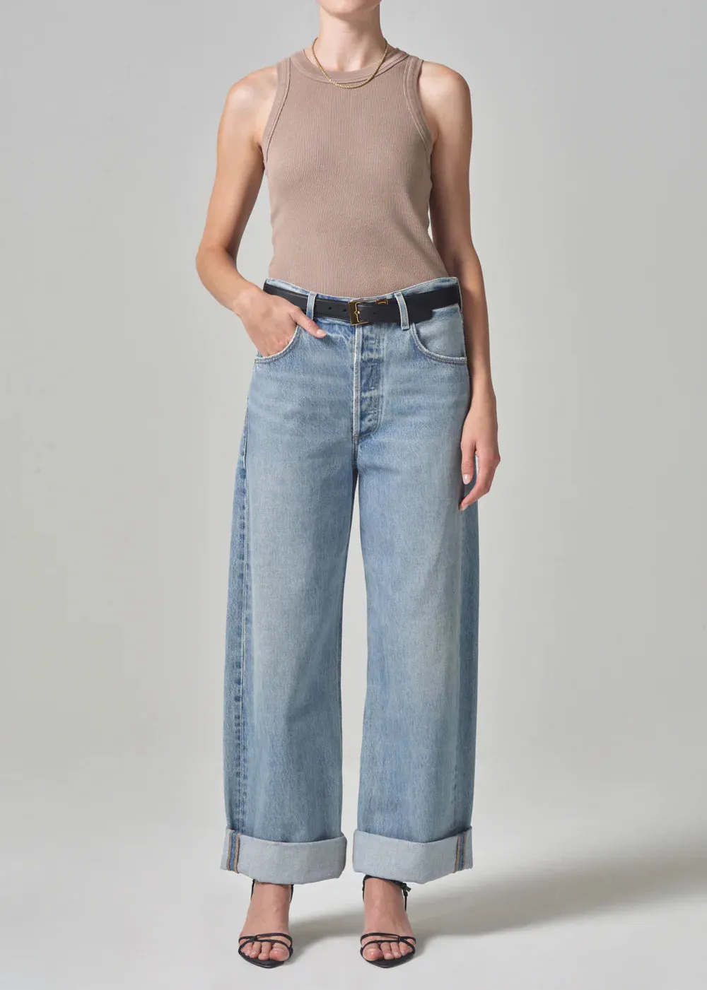 Ayla Baggy Cuffed Crop in Skylights