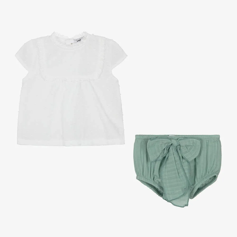 Babidu Girls Sage & White Two Piece