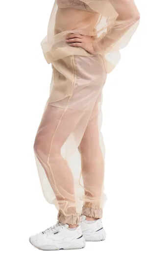Beige Organza Joggers