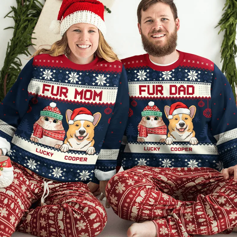 Best Fur Mom Fur Dad Ever - Custom Photo Ugly Sweater - Personalized Christmas Gift For Pet Owners | Dog & Cat Lovers | Sweatshirt