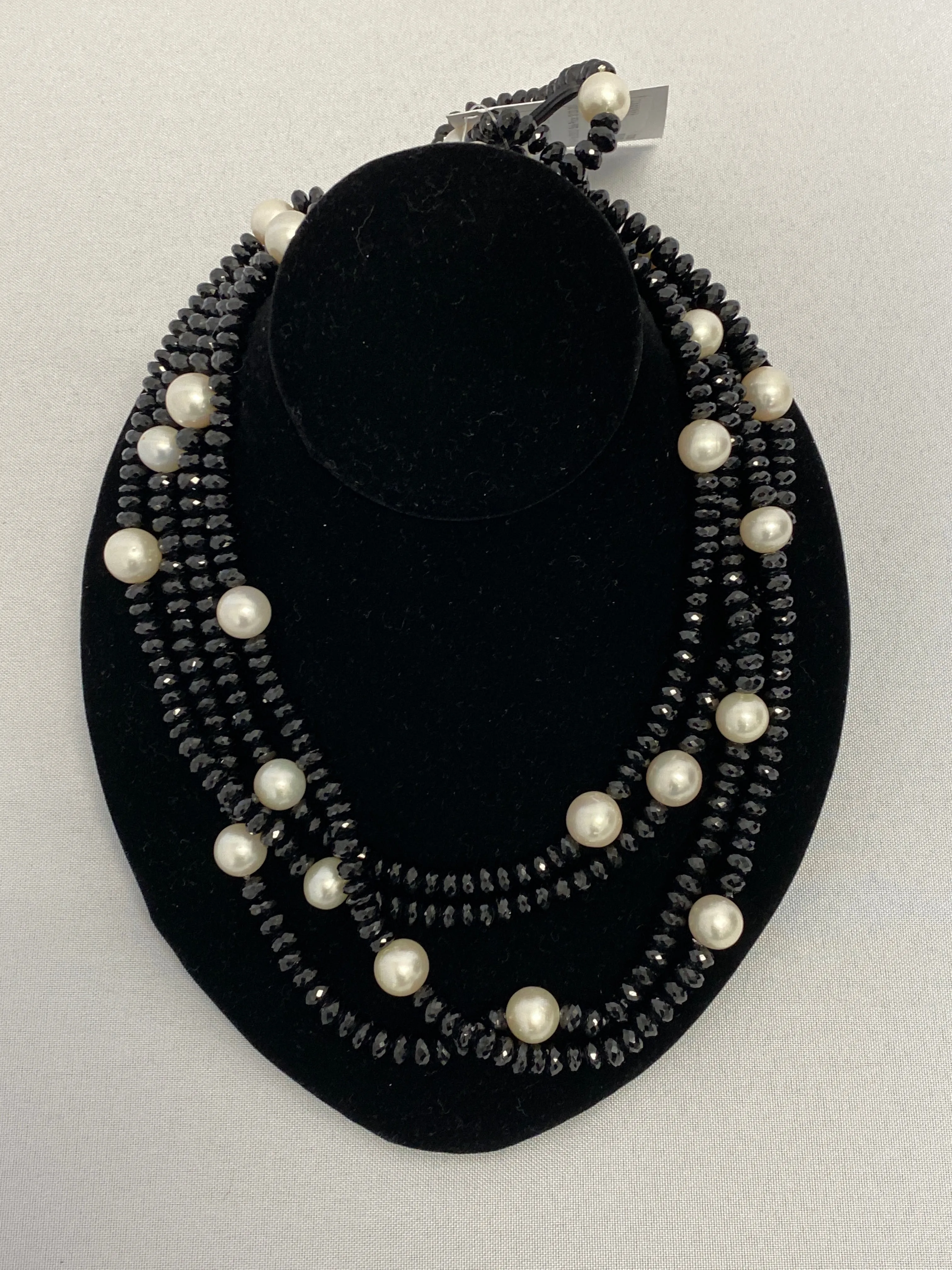 Black Beaded and Pearl Oversized Necklace