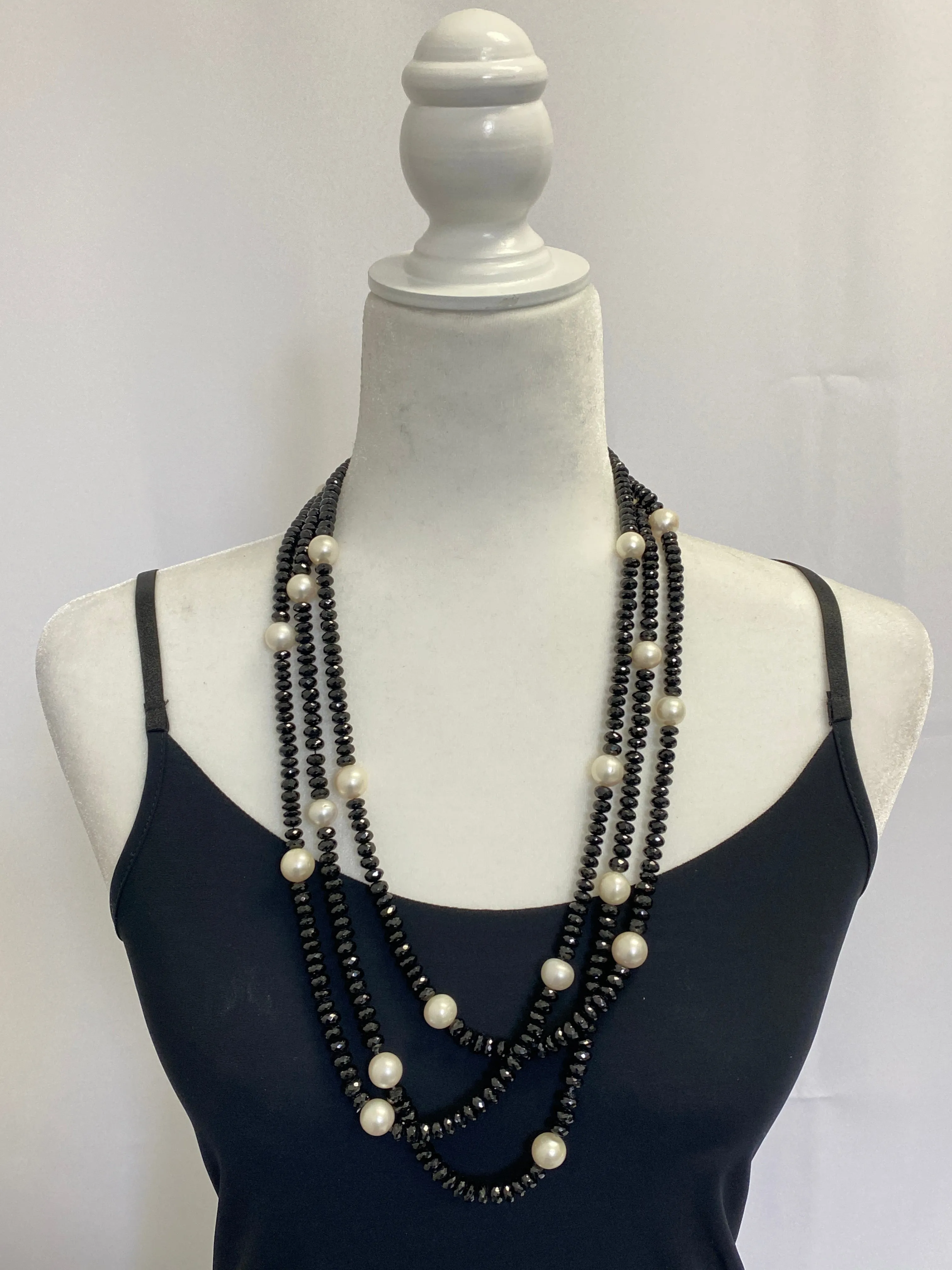 Black Beaded and Pearl Oversized Necklace