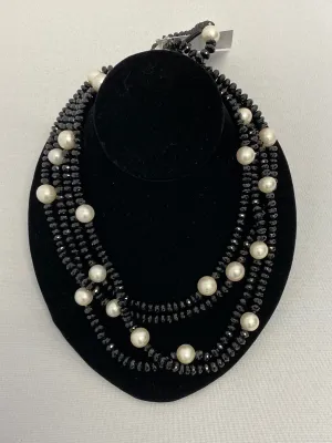 Black Beaded and Pearl Oversized Necklace