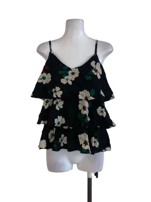 Black Floral Layered Sleeveless Top
