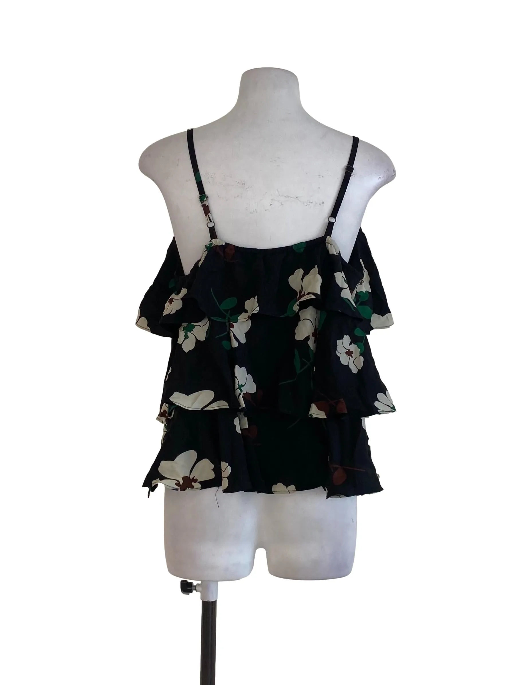 Black Floral Layered Sleeveless Top