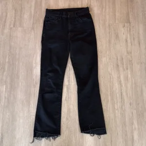 Black Mother High Rise Insider Crop Step Fray Jeans