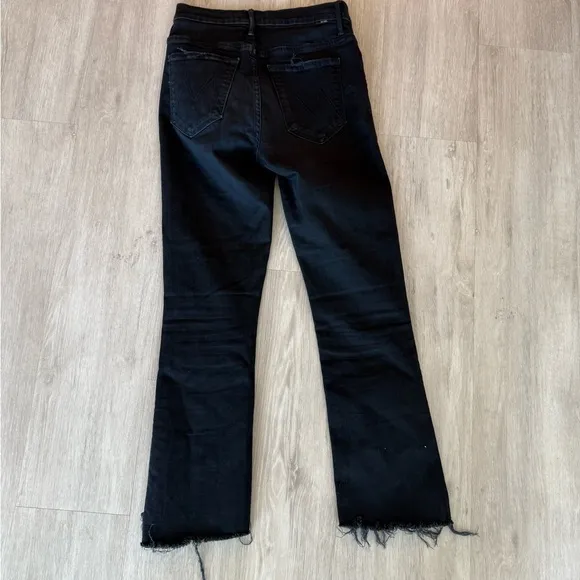 Black Mother High Rise Insider Crop Step Fray Jeans