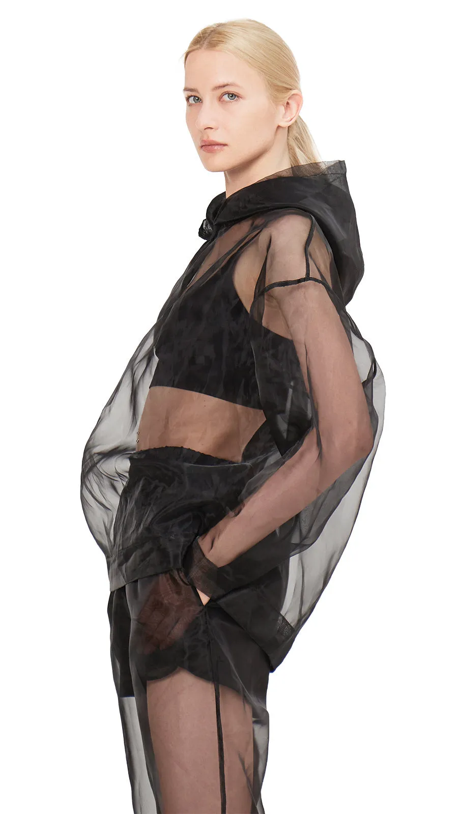 Black Organza Hoodie