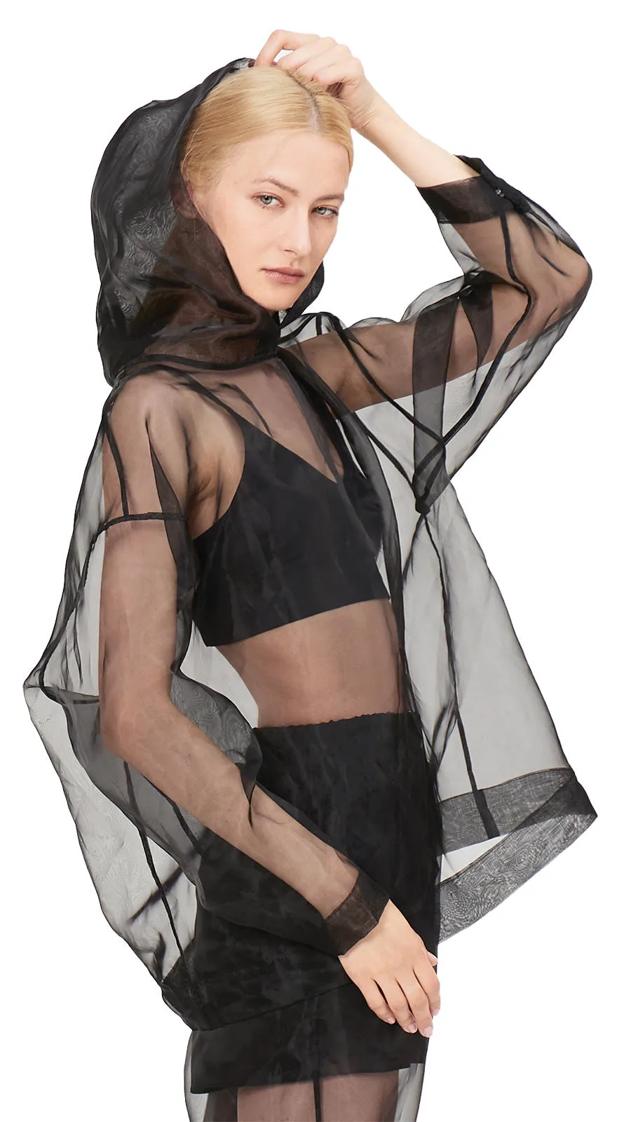 Black Organza Hoodie