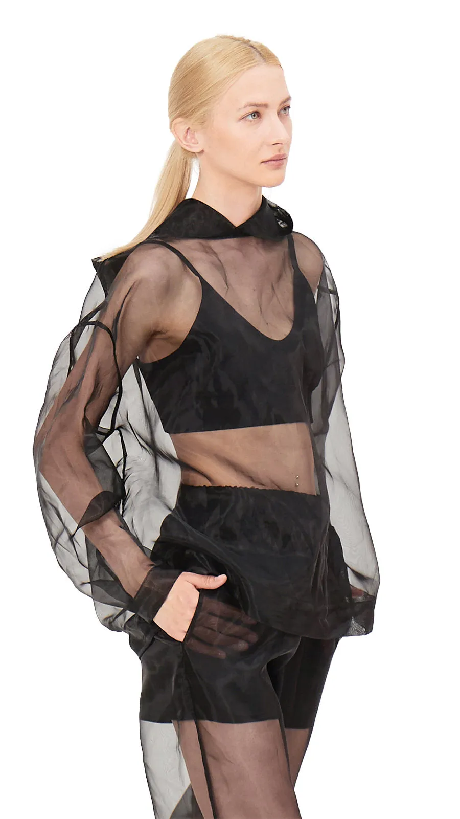 Black Organza Hoodie