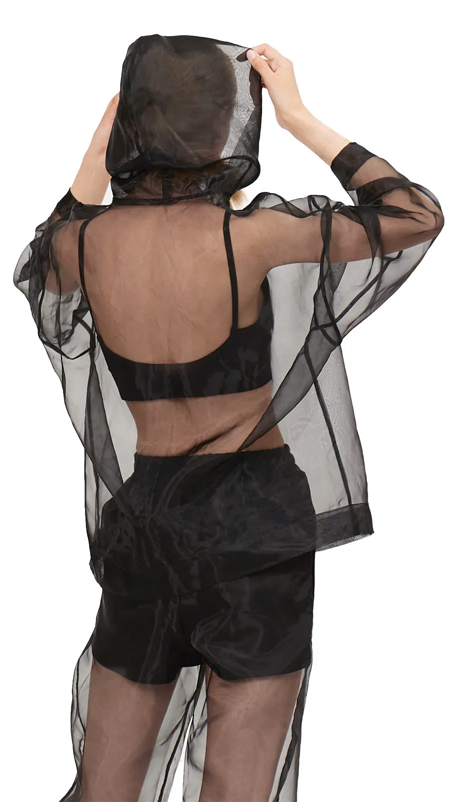 Black Organza Hoodie