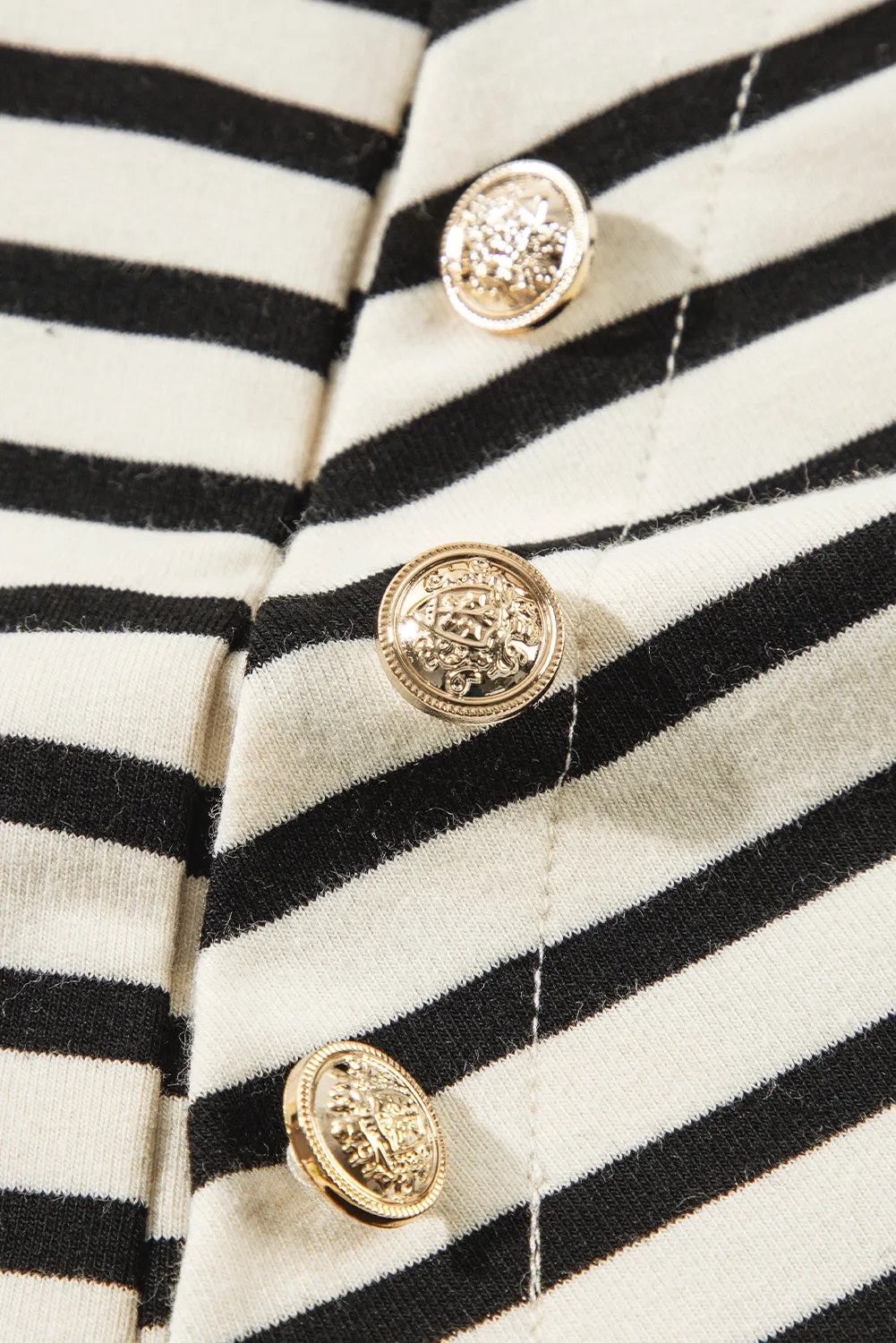 Black Stripe CIAO AMORE Graphic Buttoned Pullover Sweatshirt
