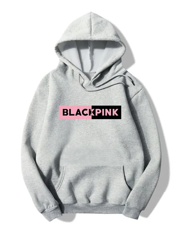 Blackpink Printed Fleece Full Sleeves Pull Over Hoodie For Women