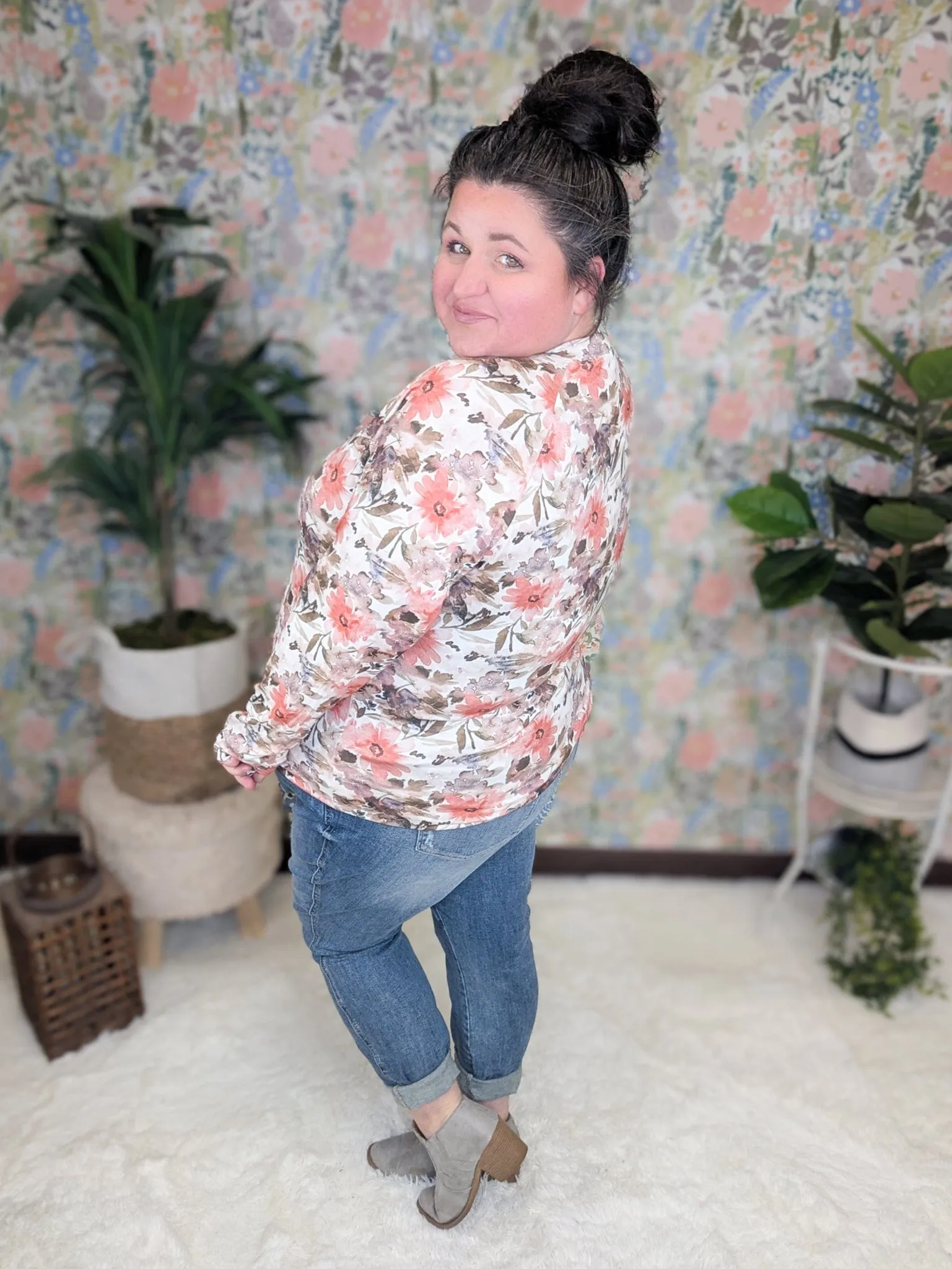 Blair Mockneck Long Sleeve w/Thumbholes in Florals