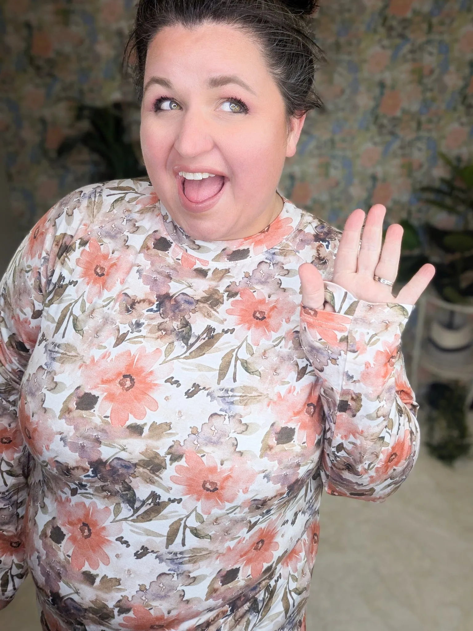Blair Mockneck Long Sleeve w/Thumbholes in Florals