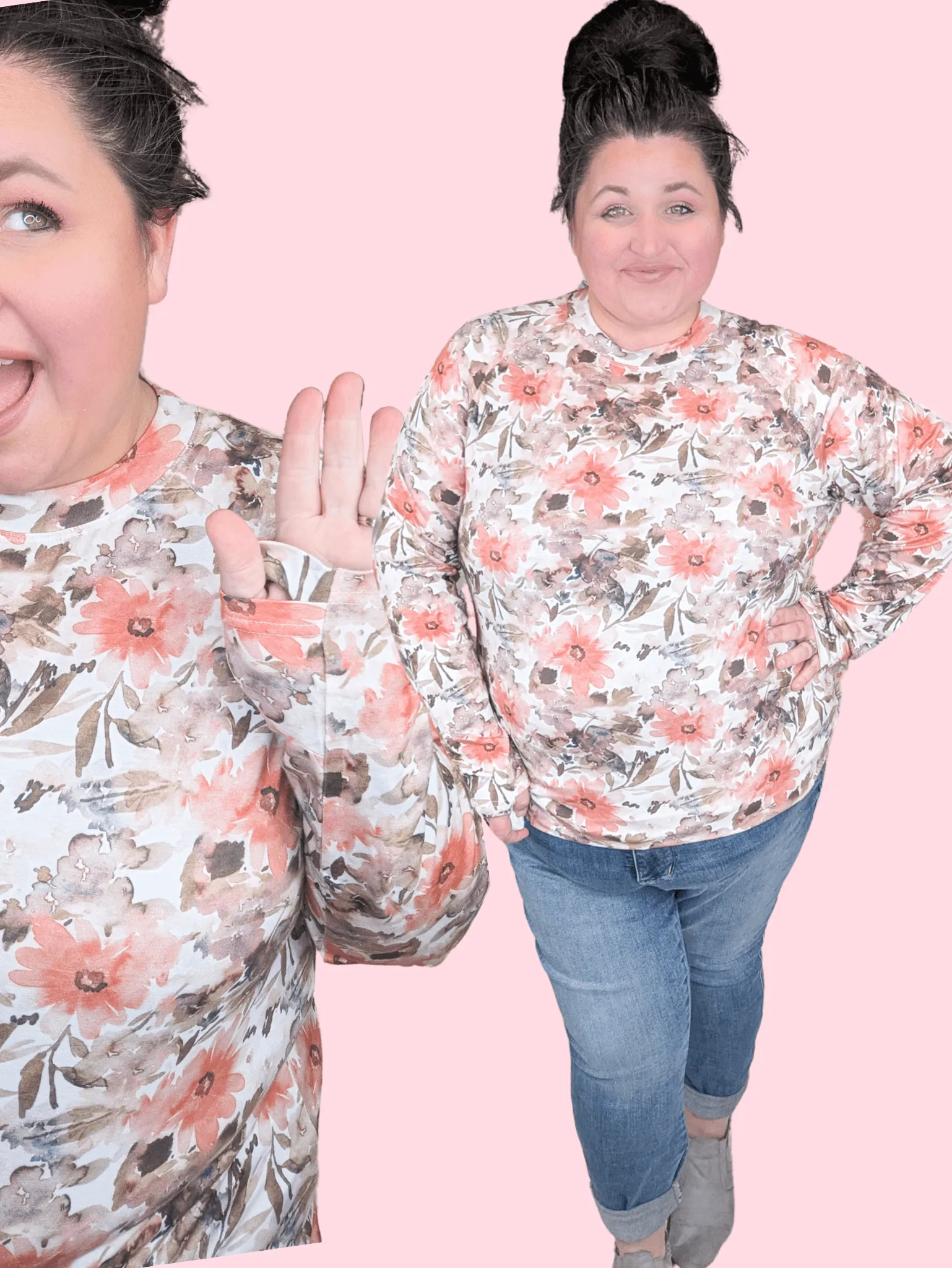Blair Mockneck Long Sleeve w/Thumbholes in Florals