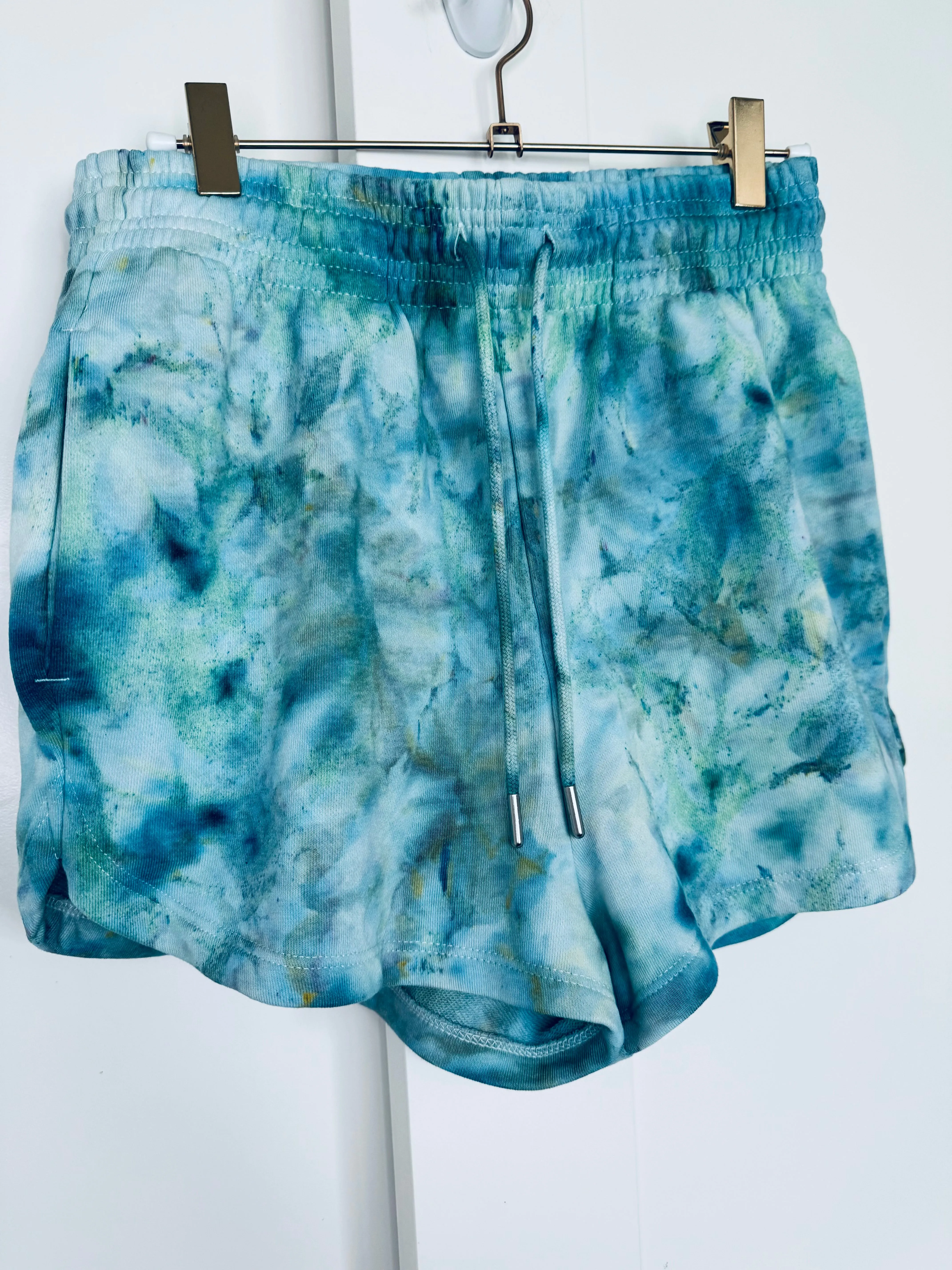 Blue Green Ice Dye Lounge Shorts