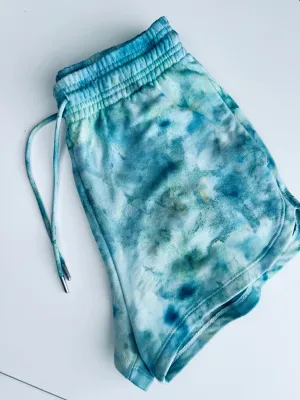 Blue Green Ice Dye Lounge Shorts