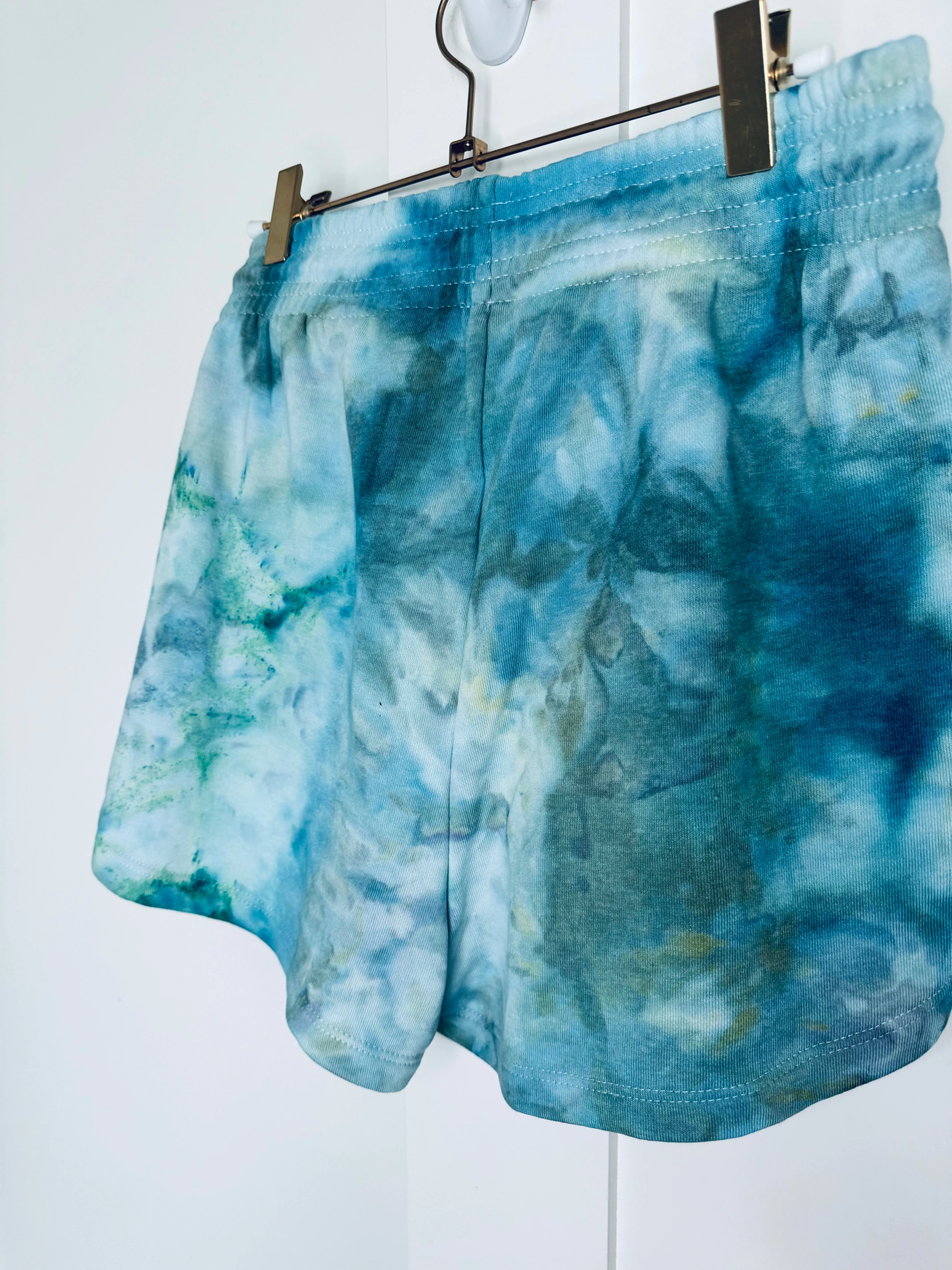 Blue Green Ice Dye Lounge Shorts