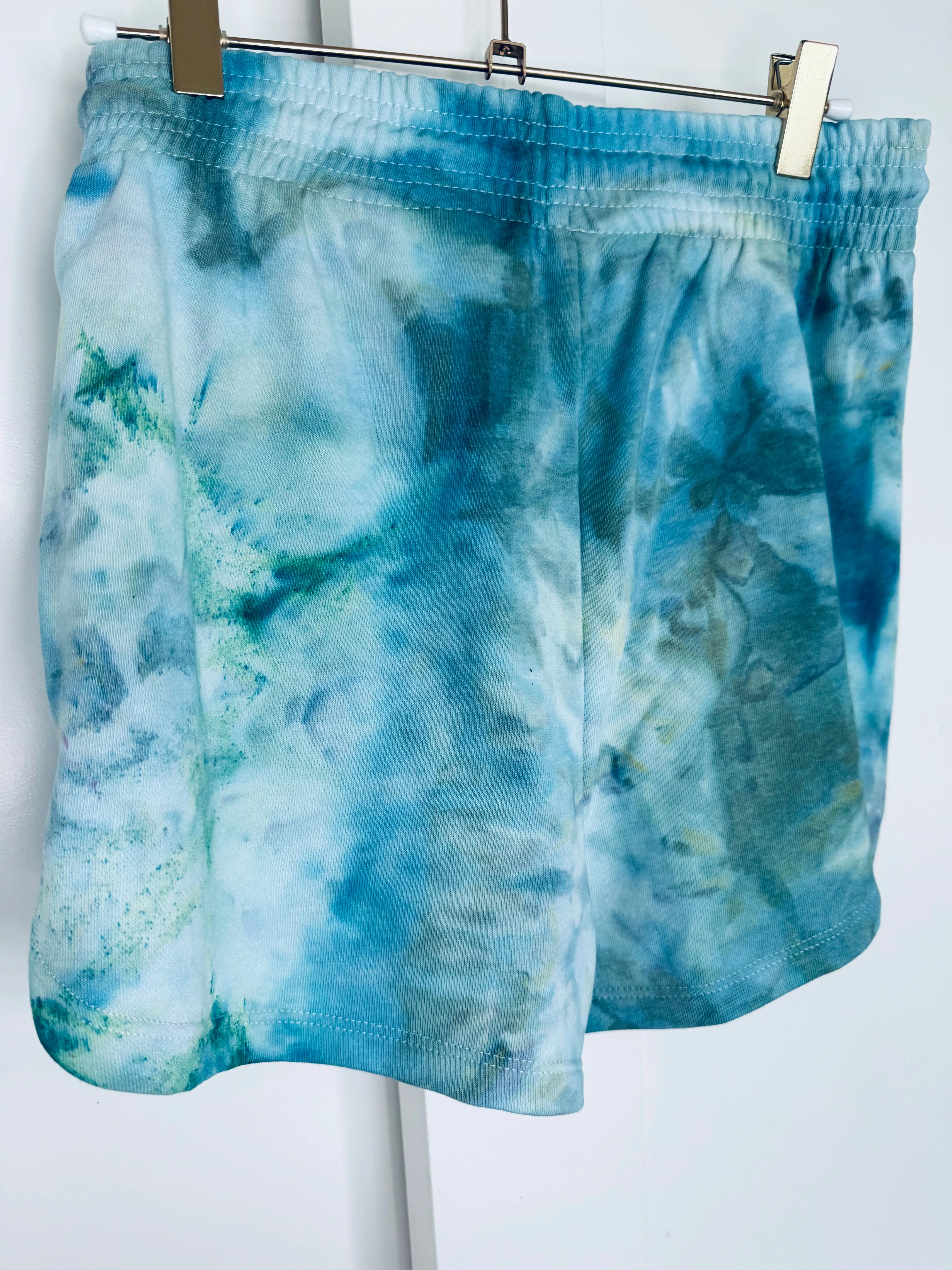 Blue Green Ice Dye Lounge Shorts
