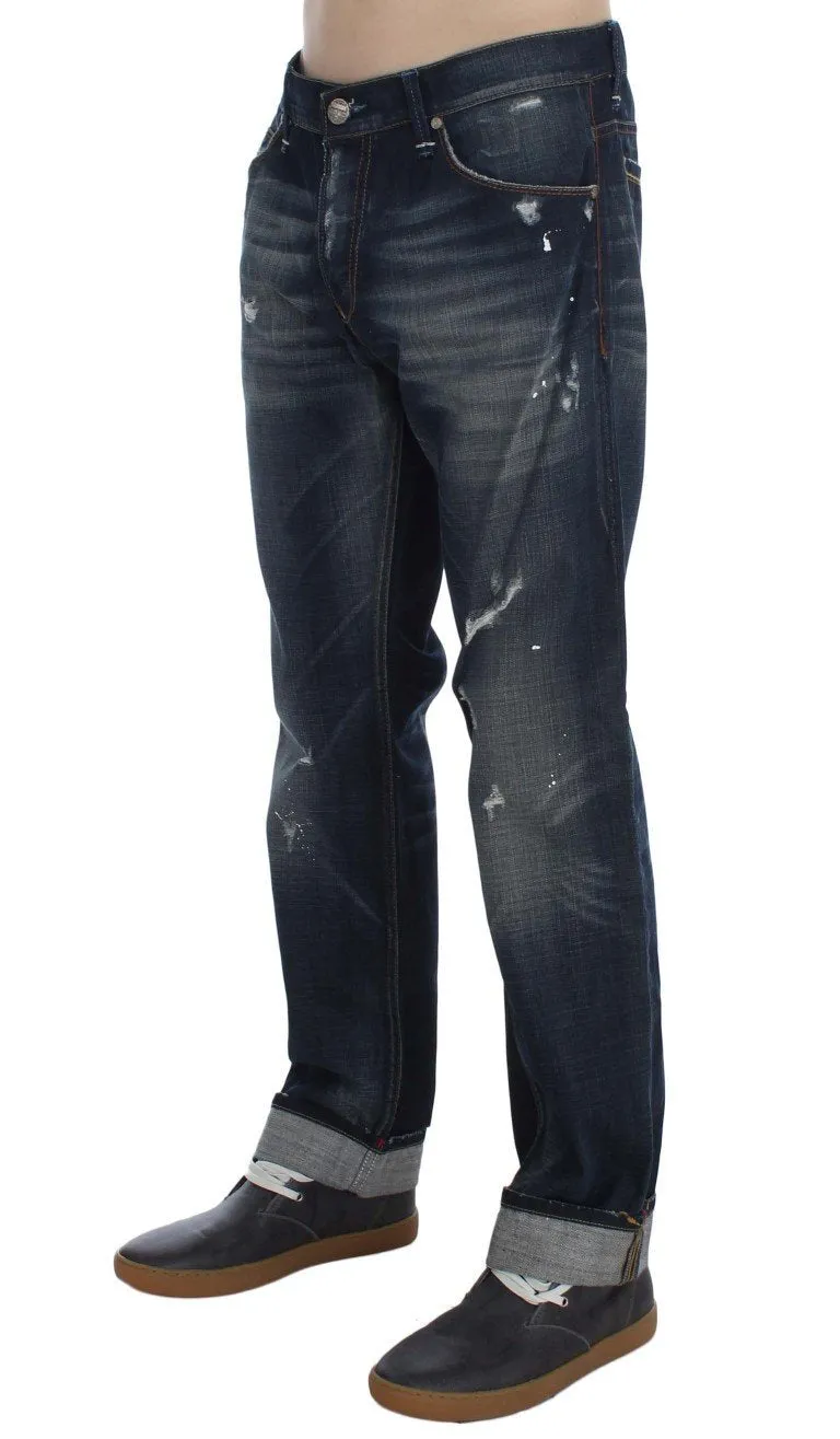 Blue Wash Cotton Denim Regular Fit Jeans