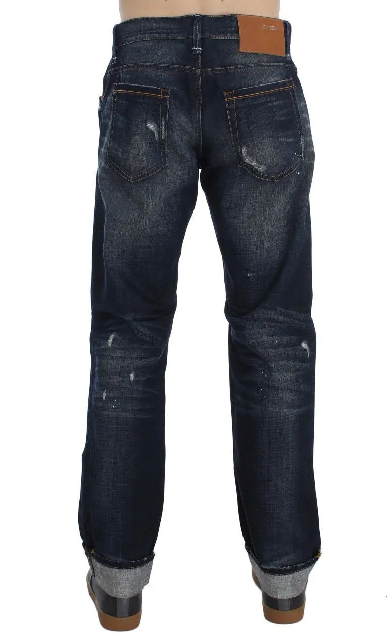 Blue Wash Cotton Denim Regular Fit Jeans