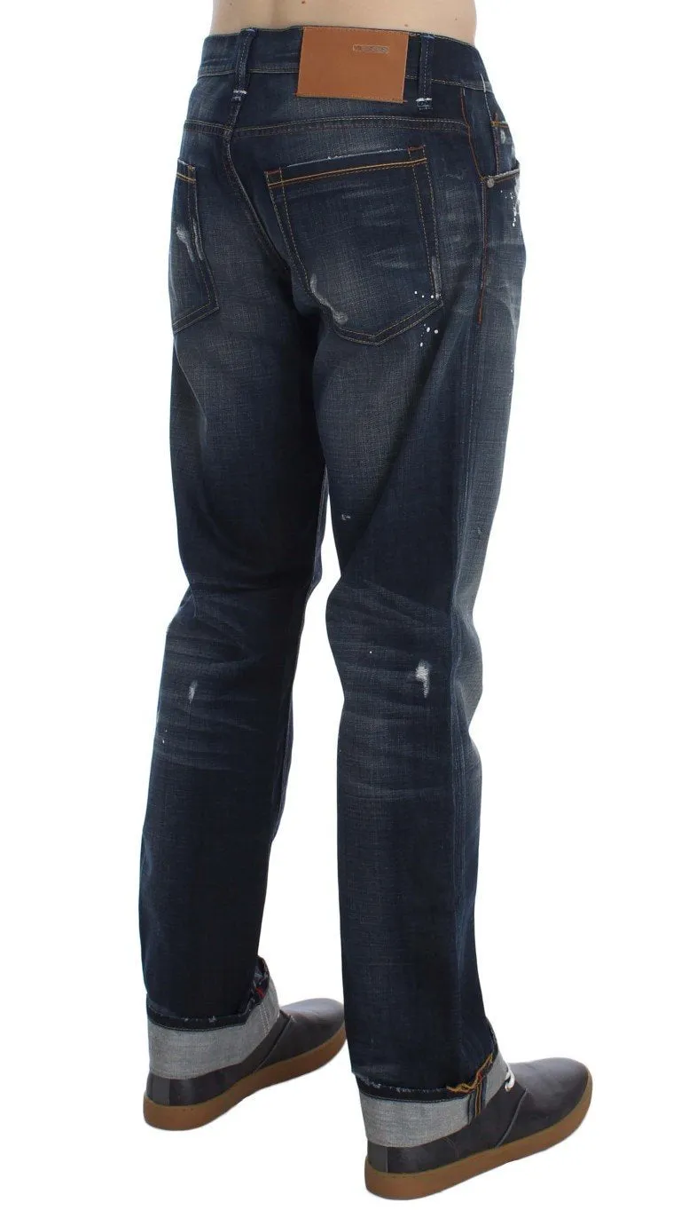 Blue Wash Cotton Denim Regular Fit Jeans