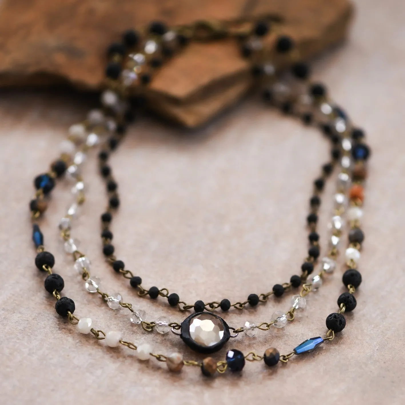 Boho layered bead necklace in mixed colors *