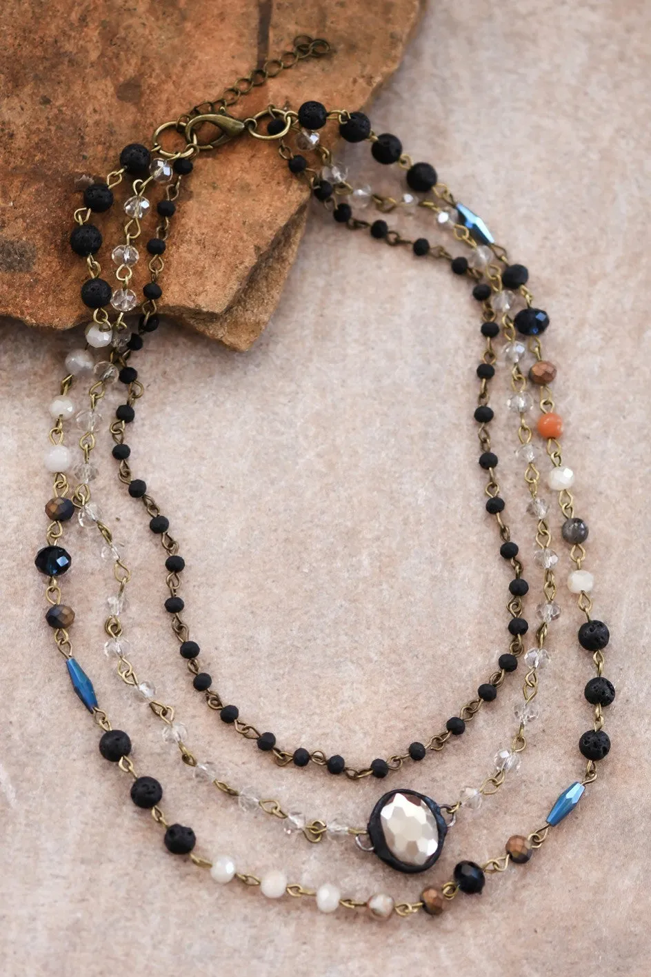 Boho layered bead necklace in mixed colors *