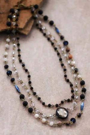 Boho layered bead necklace in mixed colors *