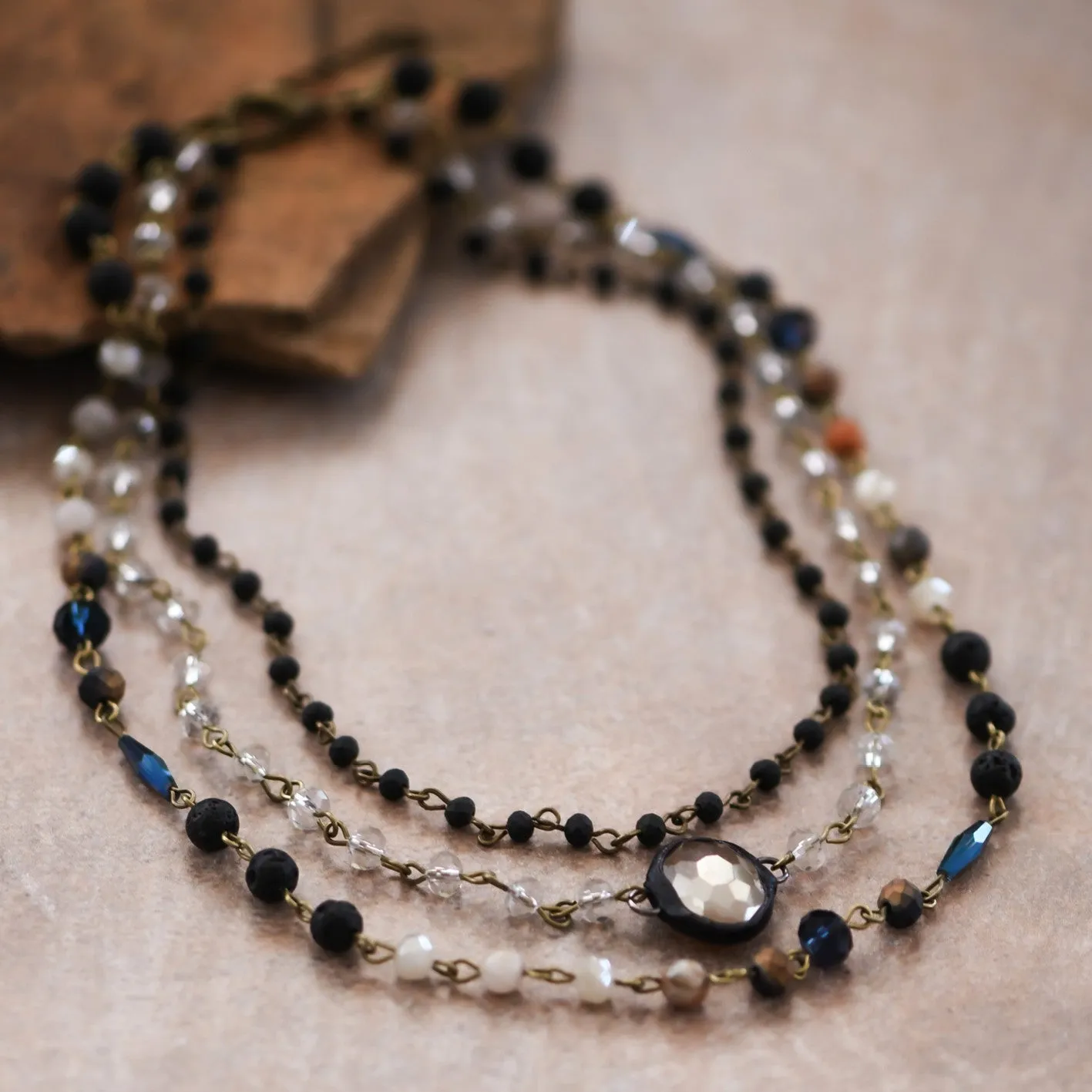 Boho layered bead necklace in mixed colors *