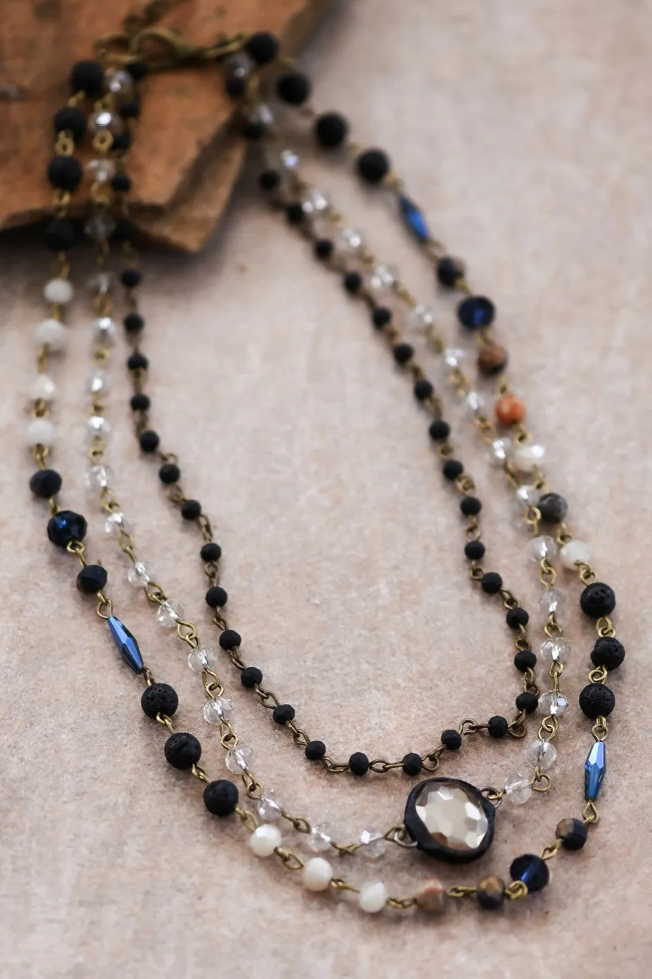 Boho layered bead necklace in mixed colors *