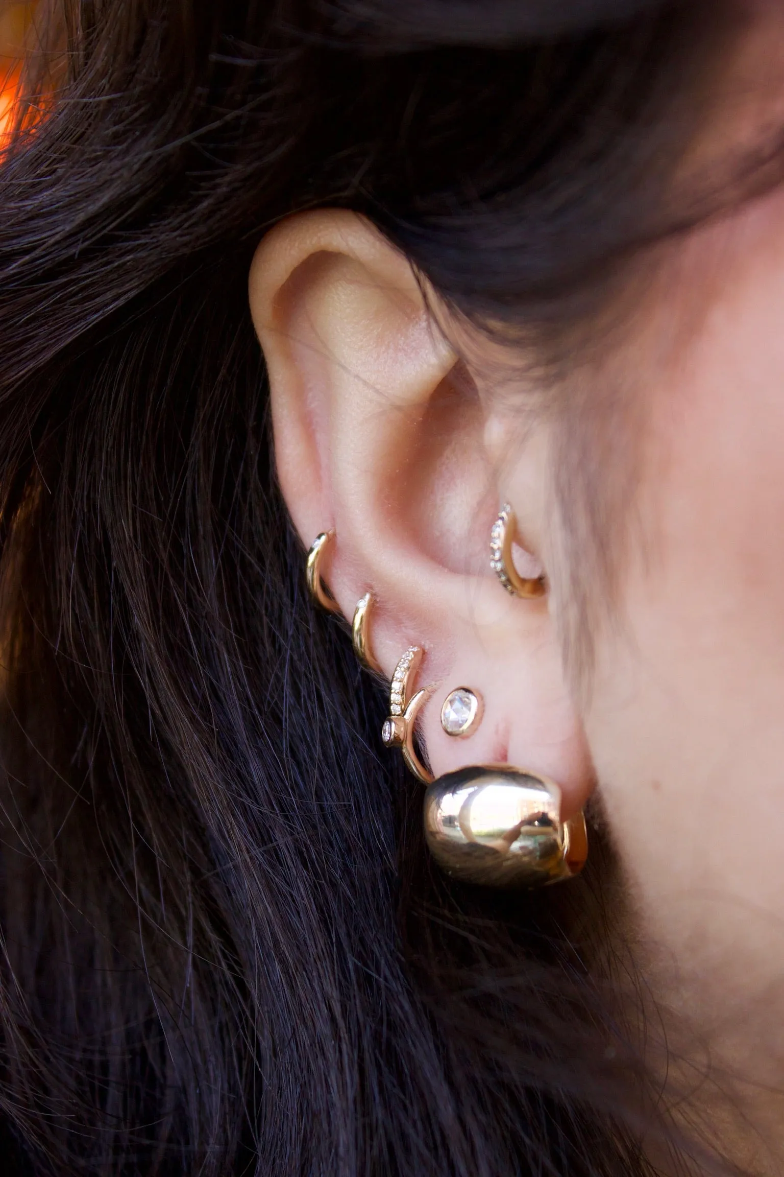 Bold Barrel Hinge Hoop in Gold
