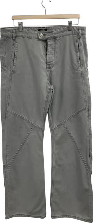 boohooMan Grey Relaxed Rigid Flare Offcl Panel Jeans W34