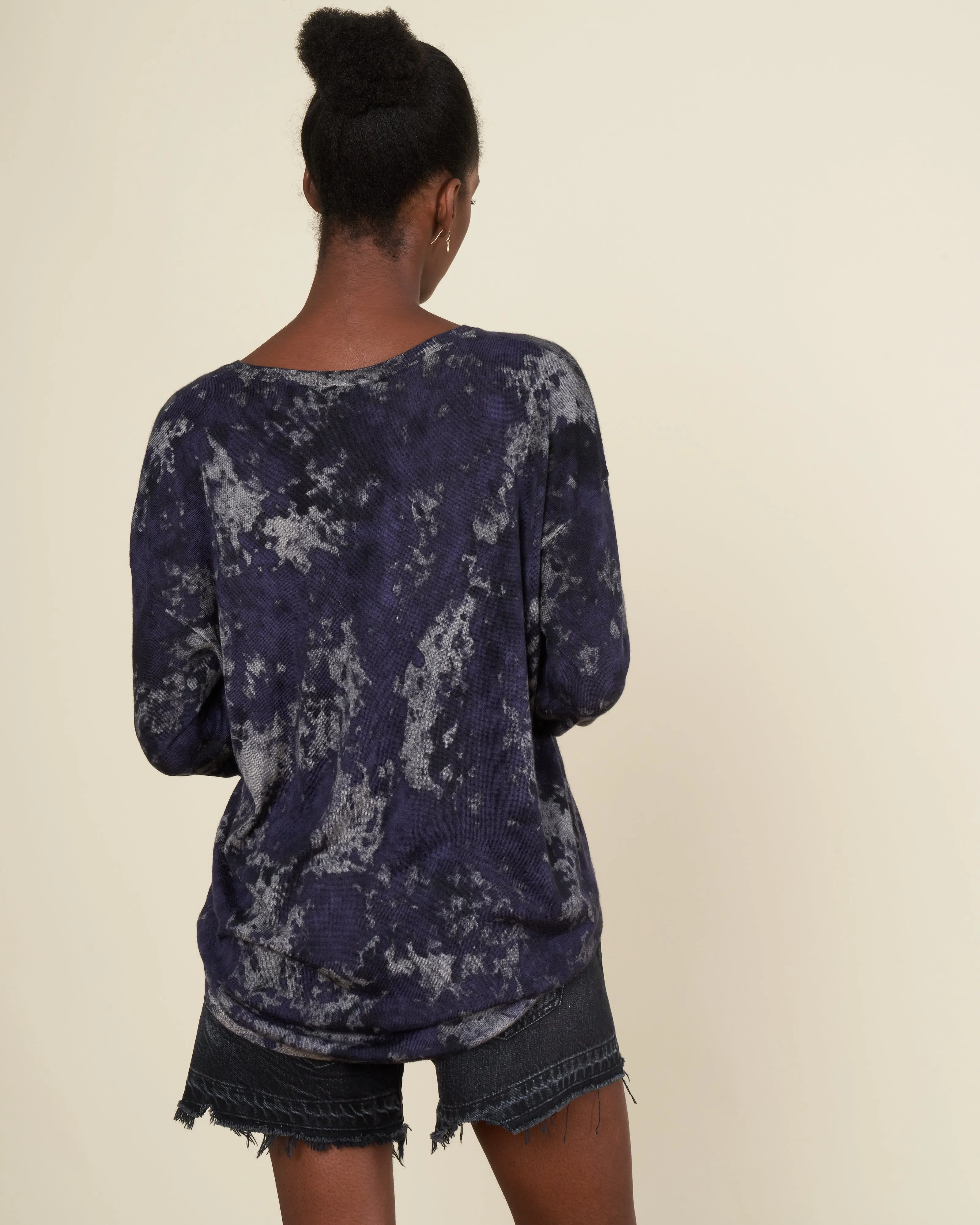 boreal oversize v neck pullover - prune