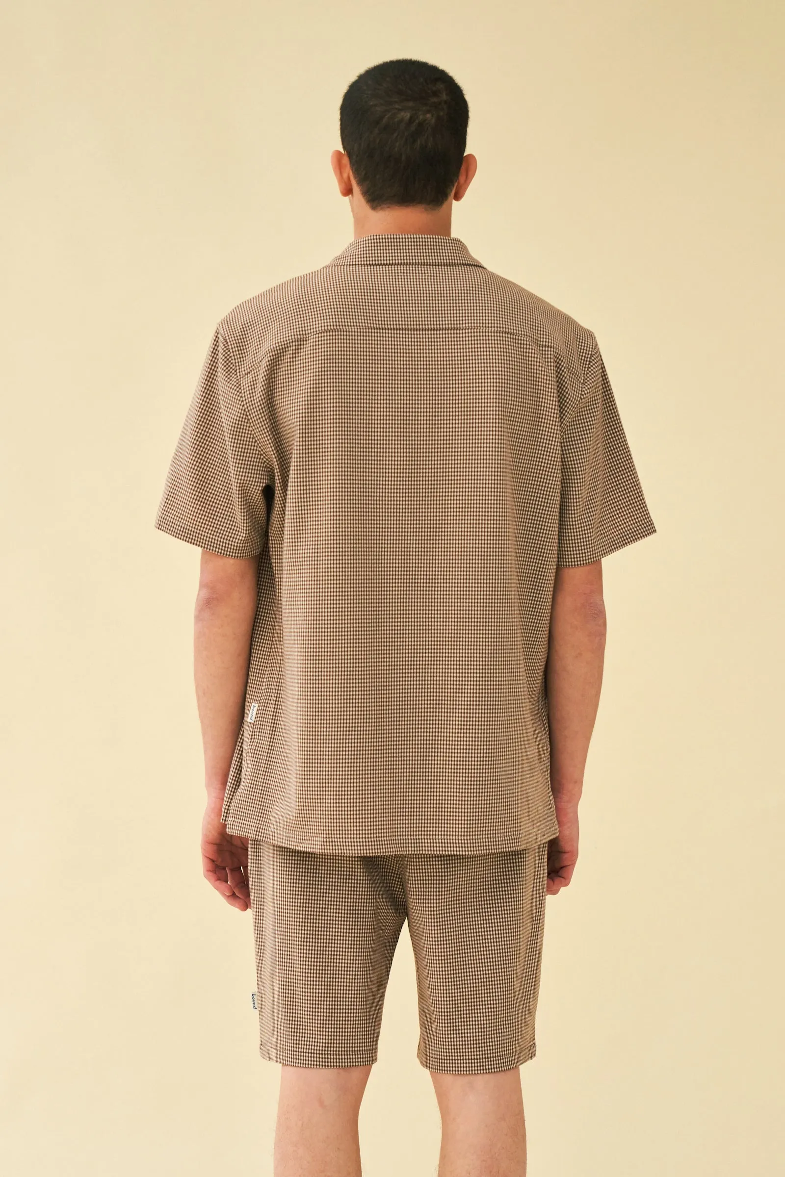 bound 'Mocha Dogtooth' SS Cuban Shirt