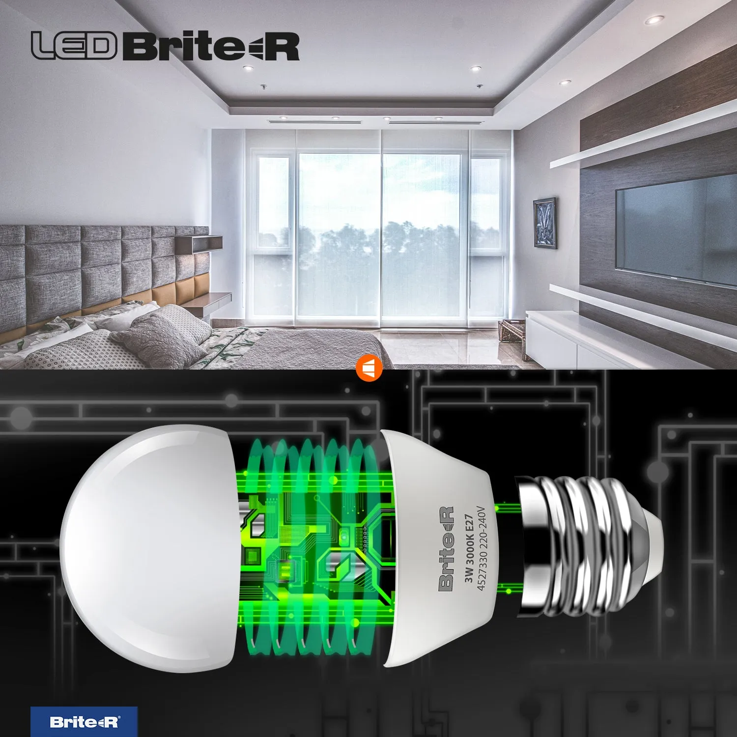 Brite-R 3W E27 ES Golf LED Bulb Warm White 3000K