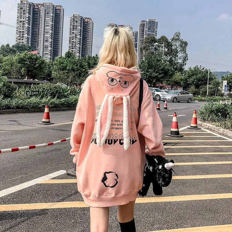 BUNNY EARS PLUS VELVET COUPLE HOODIE UB3315