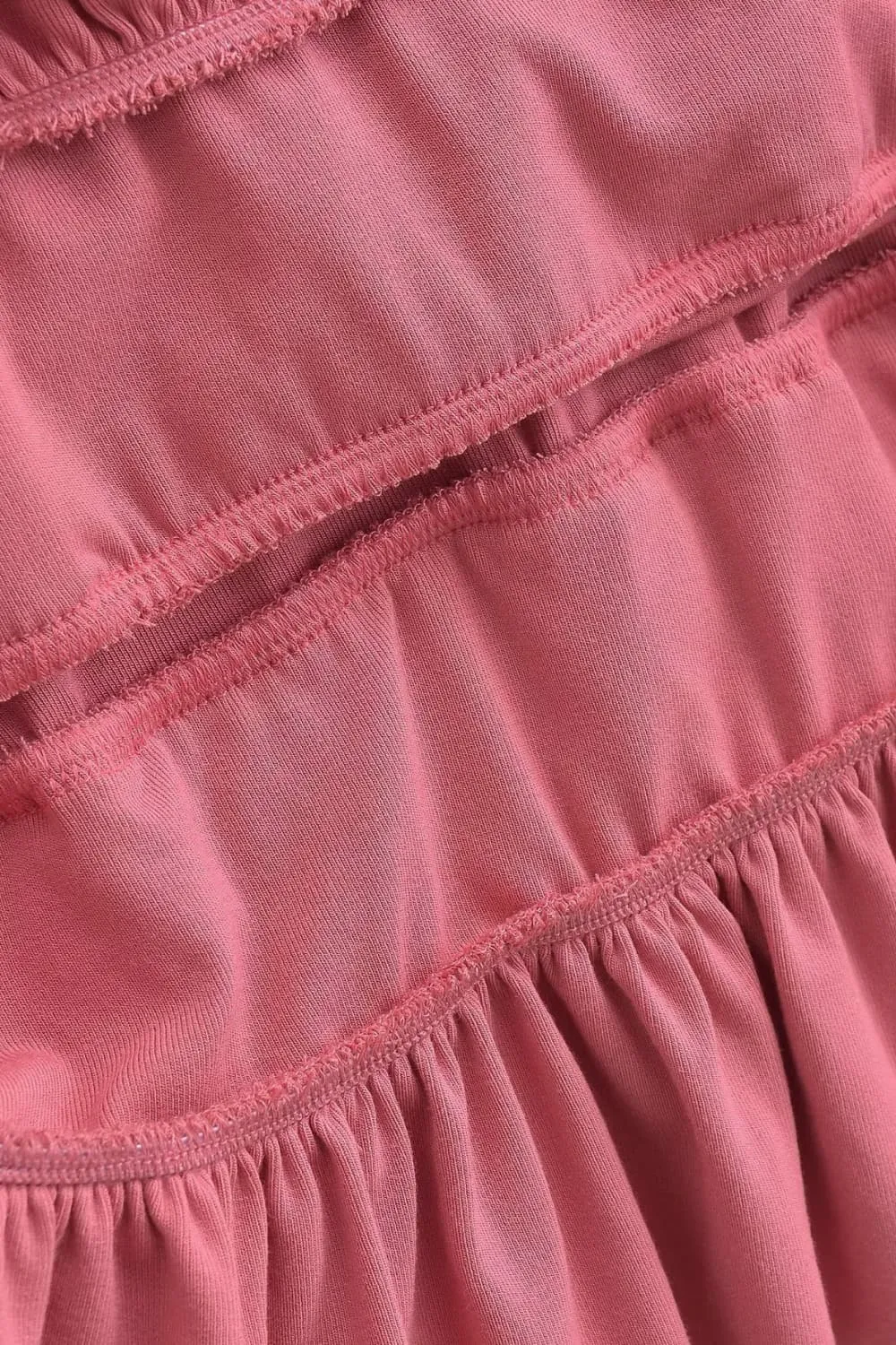 Burnt Blush Strapless Ruffle Hem Dress