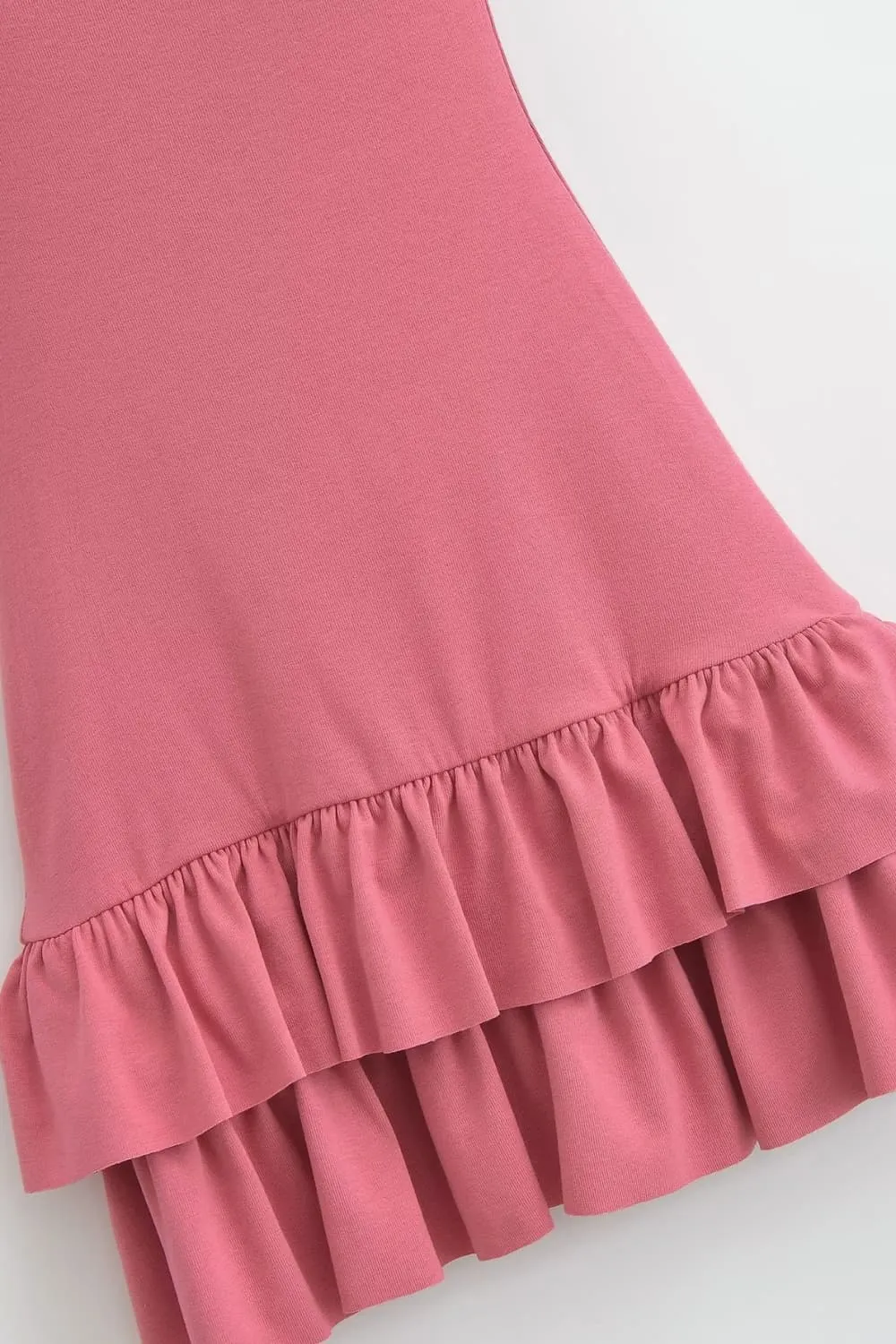 Burnt Blush Strapless Ruffle Hem Dress