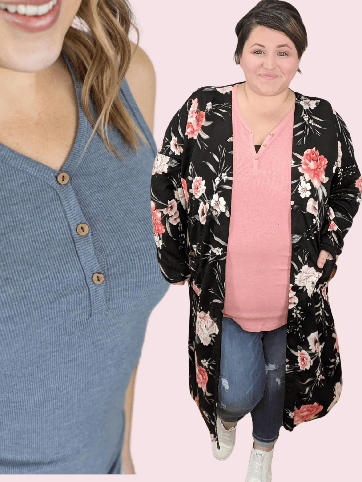 BUTTON FRONT HENLEY TANK (Solid Colors!)