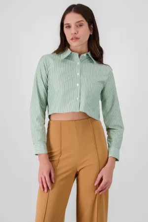 Camisa Crop Doble Bolsillo
