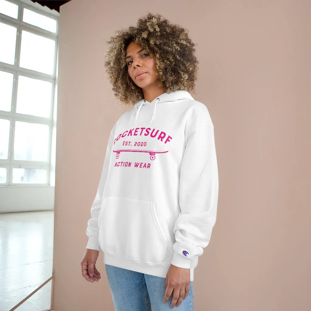 Champion Hoodie - RocketSurf Skate Club Magenta Lettering