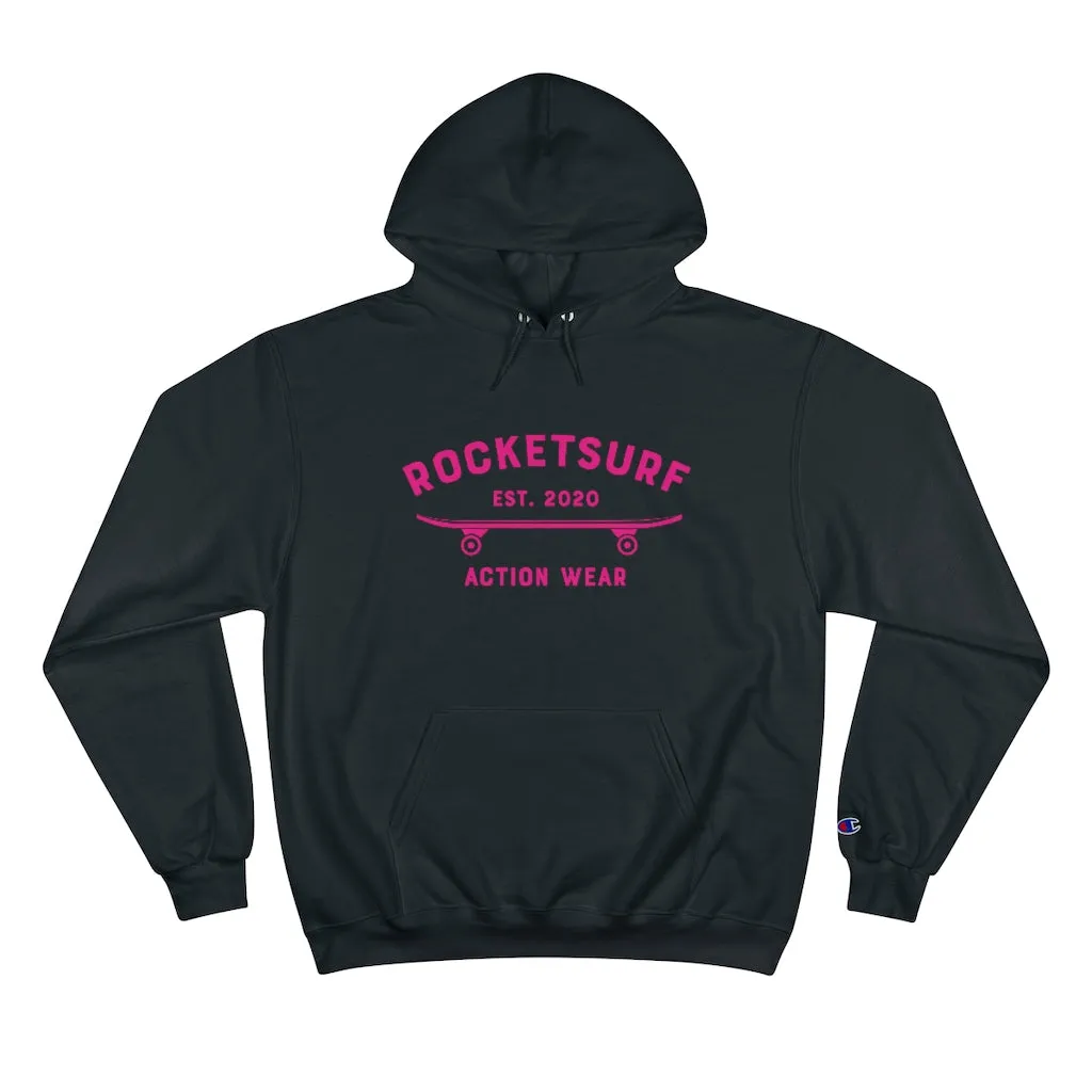 Champion Hoodie - RocketSurf Skate Club Magenta Lettering