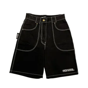 Chanel Black Logo Oversized Shorts