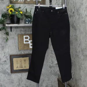 Christopher & Banks  Womens Straight Leg Relaxed Fit Jeans Black 6 Short