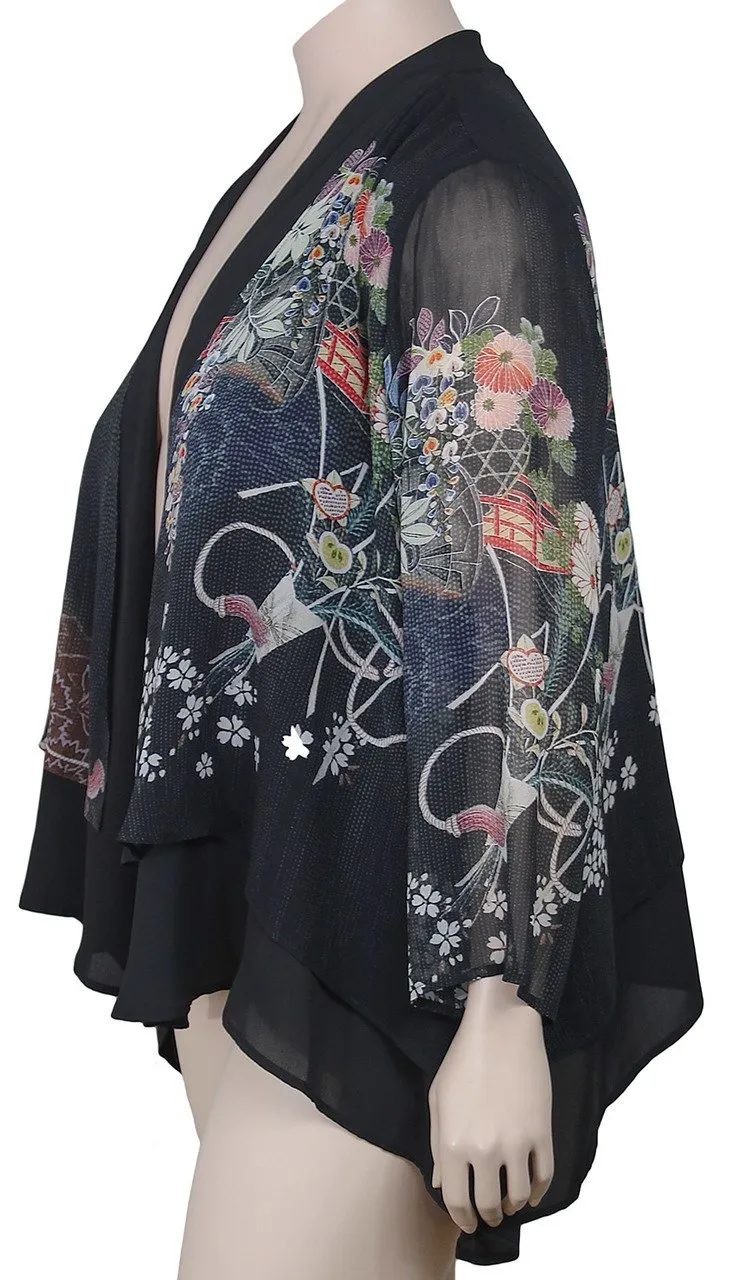 Citron Layered Silk Print Jacket